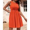 imageBTFBM Women Sleeveless Summer Dress 2025 Crewneck Ribbed Knit Ruffle Swing Button Down Beach Sun Mini Tank Short DressesSolid Orange