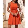 imageBTFBM Women Sleeveless Summer Dress 2025 Crewneck Ribbed Knit Ruffle Swing Button Down Beach Sun Mini Tank Short DressesSolid Orange