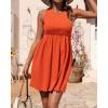 imageBTFBM Women Sleeveless Summer Dress 2025 Crewneck Ribbed Knit Ruffle Swing Button Down Beach Sun Mini Tank Short DressesSolid Orange
