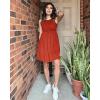 imageBTFBM Women Sleeveless Summer Dress 2025 Crewneck Ribbed Knit Ruffle Swing Button Down Beach Sun Mini Tank Short DressesSolid Orange Red