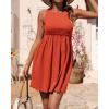 imageBTFBM Women Sleeveless Summer Dress 2025 Crewneck Ribbed Knit Ruffle Swing Button Down Beach Sun Mini Tank Short DressesSolid Orange Red