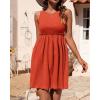 imageBTFBM Women Sleeveless Summer Dress 2025 Crewneck Ribbed Knit Ruffle Swing Button Down Beach Sun Mini Tank Short DressesSolid Orange Red
