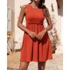 imageBTFBM Women Sleeveless Summer Dress 2025 Crewneck Ribbed Knit Ruffle Swing Button Down Beach Sun Mini Tank Short DressesSolid Orange Red