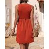 imageBTFBM Women Sleeveless Summer Dress 2025 Crewneck Ribbed Knit Ruffle Swing Button Down Beach Sun Mini Tank Short DressesSolid Orange Red