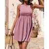imageBTFBM Women Sleeveless Summer Dress 2025 Crewneck Ribbed Knit Ruffle Swing Button Down Beach Sun Mini Tank Short DressesSolid Pink