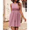 imageBTFBM Women Sleeveless Summer Dress 2025 Crewneck Ribbed Knit Ruffle Swing Button Down Beach Sun Mini Tank Short DressesSolid Pink