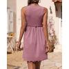 imageBTFBM Women Sleeveless Summer Dress 2025 Crewneck Ribbed Knit Ruffle Swing Button Down Beach Sun Mini Tank Short DressesSolid Pink