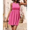 imageBTFBM Women Sleeveless Summer Dress 2025 Crewneck Ribbed Knit Ruffle Swing Button Down Beach Sun Mini Tank Short DressesSolid Rose Pink