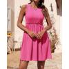 imageBTFBM Women Sleeveless Summer Dress 2025 Crewneck Ribbed Knit Ruffle Swing Button Down Beach Sun Mini Tank Short DressesSolid Rose Pink