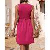 imageBTFBM Women Sleeveless Summer Dress 2025 Crewneck Ribbed Knit Ruffle Swing Button Down Beach Sun Mini Tank Short DressesSolid Rose Red