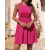 imageBTFBM Women Sleeveless Summer Dress 2025 Crewneck Ribbed Knit Ruffle Swing Button Down Beach Sun Mini Tank Short DressesSolid Rose Red
