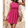 imageBTFBM Women Sleeveless Summer Dress 2025 Crewneck Ribbed Knit Ruffle Swing Button Down Beach Sun Mini Tank Short DressesSolid Rose Red