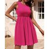 imageBTFBM Women Sleeveless Summer Dress 2025 Crewneck Ribbed Knit Ruffle Swing Button Down Beach Sun Mini Tank Short DressesSolid Rose Red