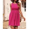 imageBTFBM Women Sleeveless Summer Dress 2025 Crewneck Ribbed Knit Ruffle Swing Button Down Beach Sun Mini Tank Short DressesSolid Rose Red
