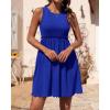 imageBTFBM Women Sleeveless Summer Dress 2025 Crewneck Ribbed Knit Ruffle Swing Button Down Beach Sun Mini Tank Short DressesSolid Royal Blue
