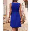 imageBTFBM Women Sleeveless Summer Dress 2025 Crewneck Ribbed Knit Ruffle Swing Button Down Beach Sun Mini Tank Short DressesSolid Royal Blue