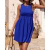 imageBTFBM Women Sleeveless Summer Dress 2025 Crewneck Ribbed Knit Ruffle Swing Button Down Beach Sun Mini Tank Short DressesSolid Royal Blue