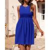 imageBTFBM Women Sleeveless Summer Dress 2025 Crewneck Ribbed Knit Ruffle Swing Button Down Beach Sun Mini Tank Short DressesSolid Royal Blue