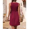 imageBTFBM Women Sleeveless Summer Dress 2025 Crewneck Ribbed Knit Ruffle Swing Button Down Beach Sun Mini Tank Short DressesSolid Wine Red