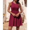 imageBTFBM Women Sleeveless Summer Dress 2025 Crewneck Ribbed Knit Ruffle Swing Button Down Beach Sun Mini Tank Short DressesSolid Wine Red