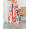 imageBTFBM Womens Floral Print Midi Maxi Skirts 2025 Summer Casual Aline Elastic High Waist Pleated Flowy Long Skirt PocketsFloral Apricot Rose Red