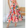 imageBTFBM Womens Floral Print Midi Maxi Skirts 2025 Summer Casual Aline Elastic High Waist Pleated Flowy Long Skirt PocketsFloral Apricot Rose Red