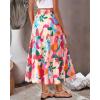imageBTFBM Womens Floral Print Midi Maxi Skirts 2025 Summer Casual Aline Elastic High Waist Pleated Flowy Long Skirt PocketsFloral Apricot Rose Red