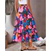 imageBTFBM Womens Floral Print Midi Maxi Skirts 2025 Summer Casual Aline Elastic High Waist Pleated Flowy Long Skirt PocketsFloral Black