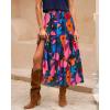 imageBTFBM Womens Floral Print Midi Maxi Skirts 2025 Summer Casual Aline Elastic High Waist Pleated Flowy Long Skirt PocketsFloral Black