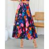 imageBTFBM Womens Floral Print Midi Maxi Skirts 2025 Summer Casual Aline Elastic High Waist Pleated Flowy Long Skirt PocketsFloral Black