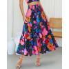 imageBTFBM Womens Floral Print Midi Maxi Skirts 2025 Summer Casual Aline Elastic High Waist Pleated Flowy Long Skirt PocketsFloral Black