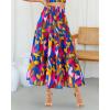 imageBTFBM Womens Floral Print Midi Maxi Skirts 2025 Summer Casual Aline Elastic High Waist Pleated Flowy Long Skirt PocketsFloral Blue