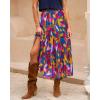 imageBTFBM Womens Floral Print Midi Maxi Skirts 2025 Summer Casual Aline Elastic High Waist Pleated Flowy Long Skirt PocketsFloral Blue