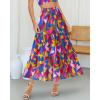 imageBTFBM Womens Floral Print Midi Maxi Skirts 2025 Summer Casual Aline Elastic High Waist Pleated Flowy Long Skirt PocketsFloral Blue