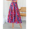 imageBTFBM Womens Floral Print Midi Maxi Skirts 2025 Summer Casual Aline Elastic High Waist Pleated Flowy Long Skirt PocketsFloral Blue Pink