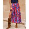 imageBTFBM Womens Floral Print Midi Maxi Skirts 2025 Summer Casual Aline Elastic High Waist Pleated Flowy Long Skirt PocketsFloral Blue Pink