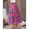 imageBTFBM Womens Floral Print Midi Maxi Skirts 2025 Summer Casual Aline Elastic High Waist Pleated Flowy Long Skirt PocketsFloral Blue Pink