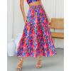 imageBTFBM Womens Floral Print Midi Maxi Skirts 2025 Summer Casual Aline Elastic High Waist Pleated Flowy Long Skirt PocketsFloral Blue Pink
