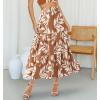 imageBTFBM Womens Floral Print Midi Maxi Skirts 2025 Summer Casual Aline Elastic High Waist Pleated Flowy Long Skirt PocketsFloral Khaki