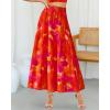 imageBTFBM Womens Floral Print Midi Maxi Skirts 2025 Summer Casual Aline Elastic High Waist Pleated Flowy Long Skirt PocketsFloral Red