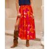 imageBTFBM Womens Floral Print Midi Maxi Skirts 2025 Summer Casual Aline Elastic High Waist Pleated Flowy Long Skirt PocketsFloral Red