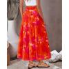 imageBTFBM Womens Floral Print Midi Maxi Skirts 2025 Summer Casual Aline Elastic High Waist Pleated Flowy Long Skirt PocketsFloral Red