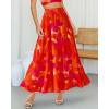 imageBTFBM Womens Floral Print Midi Maxi Skirts 2025 Summer Casual Aline Elastic High Waist Pleated Flowy Long Skirt PocketsFloral Red