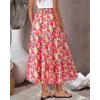 imageBTFBM Womens Floral Print Midi Maxi Skirts 2025 Summer Casual Aline Elastic High Waist Pleated Flowy Long Skirt PocketsFloral Red Yellow
