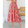 imageBTFBM Womens Floral Print Midi Maxi Skirts 2025 Summer Casual Aline Elastic High Waist Pleated Flowy Long Skirt PocketsFloral Red Yellow