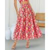 imageBTFBM Womens Floral Print Midi Maxi Skirts 2025 Summer Casual Aline Elastic High Waist Pleated Flowy Long Skirt PocketsFloral Red Yellow