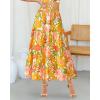 imageBTFBM Womens Floral Print Midi Maxi Skirts 2025 Summer Casual Aline Elastic High Waist Pleated Flowy Long Skirt PocketsFloral White Yellow