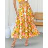imageBTFBM Womens Floral Print Midi Maxi Skirts 2025 Summer Casual Aline Elastic High Waist Pleated Flowy Long Skirt PocketsFloral White Yellow