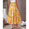 imageBTFBM Womens Floral Print Midi Maxi Skirts 2025 Summer Casual Aline Elastic High Waist Pleated Flowy Long Skirt PocketsFloral White Yellow