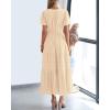 imageBTFBM Womens Summer 2025 Casual Midi Maxi Dresses Lightweight Short Sleeve V Neck Elastic Waist Boho Beach Dress PocketsApricot